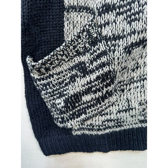 Ellen Tracy Womens Patchwork Zip Knit Cardigan Sweater XL Black & White Blend - Picture 6 of 12